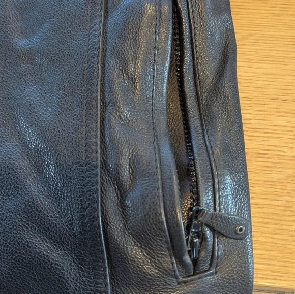 First Classic Men's Black Leather Motorcycle Jacket